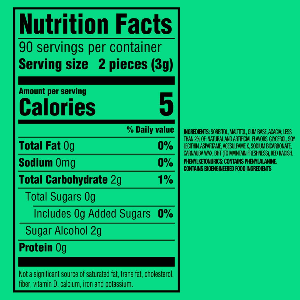 Sugar free Bubblemint gum bag by Orbit