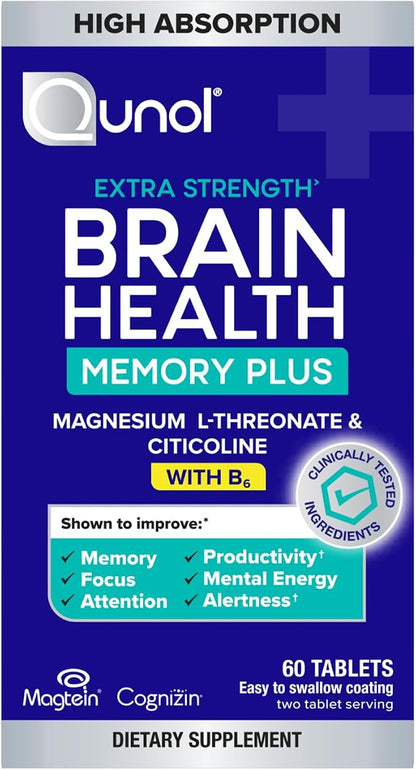 Qunol Brain Health Memory Plus 60 count supplement