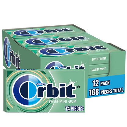 Orbit Sweet Mint gum packs with 168 total pieces