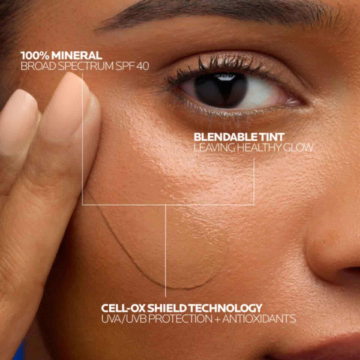 Light fluid facial sunscreen with sheer radiant finish