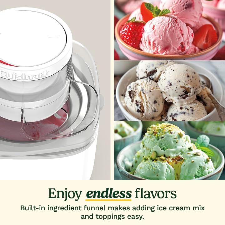 Cuisinart ice cream maker with ingredient funnel