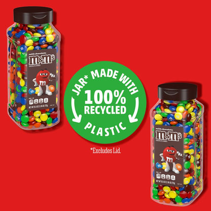 Colorful M&M'S milk chocolate candy in bulk jars