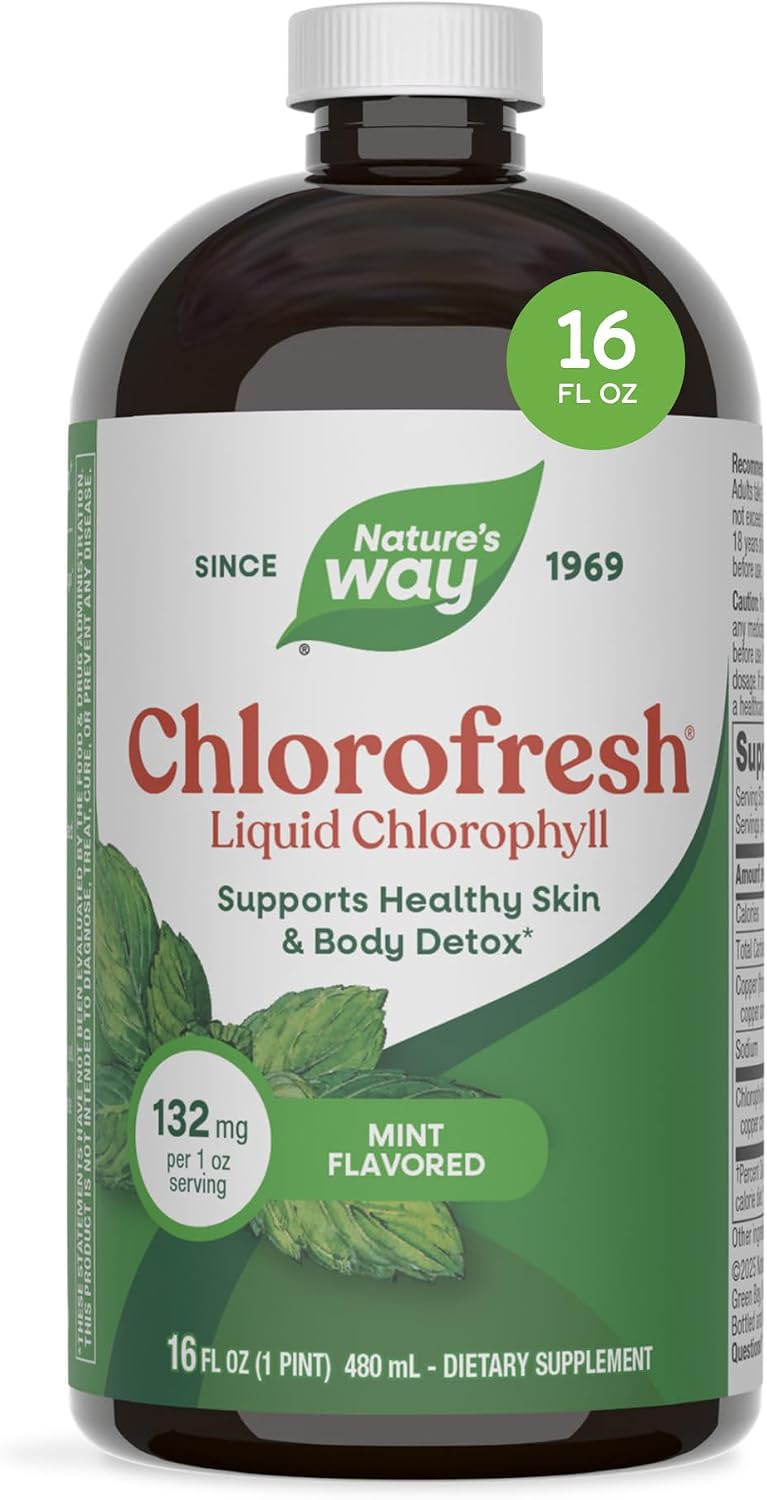 Nature's Way mint flavored chlorophyll supplement bottle