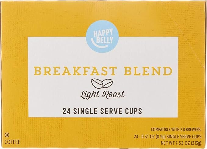 Happy Belly Breakfast Blend light roast coffee pods 24 count
