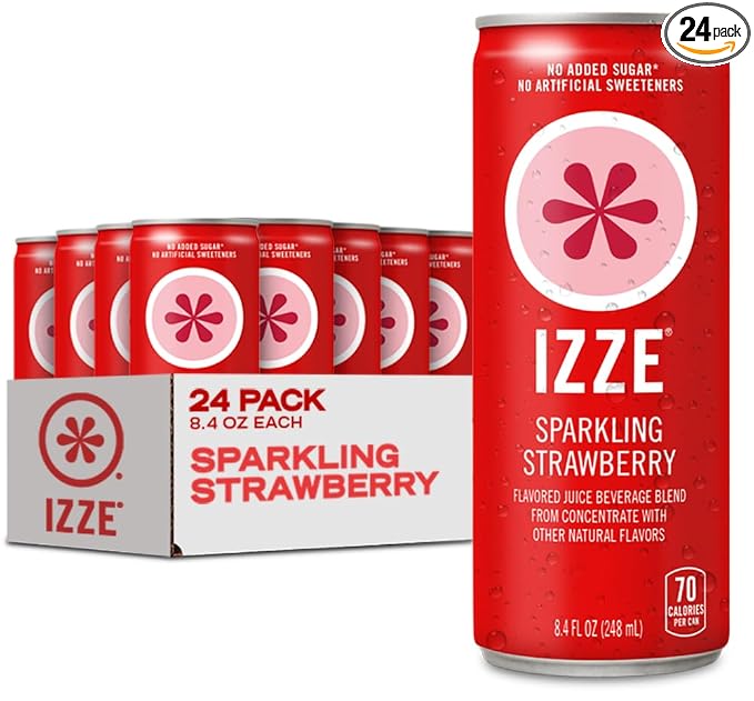 IZZE strawberry sparkling juice beverage 24 cans
