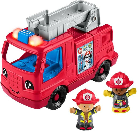 Fisher-Price Little People fire truck toddler toy with firefighter figures