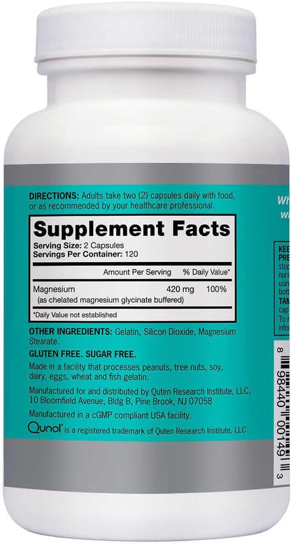 Qunol Magnesium Extra Strength 420mg, Vegetarian & Gluten Free, 240 Capsules