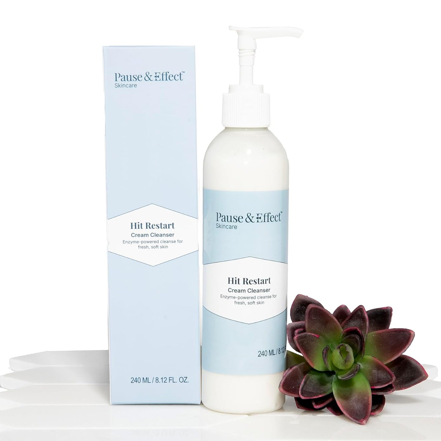 Pause & Effect Gentle Enzyme Face Cleanser for Dry, Sensitive Skin — Hydrating Cream Face Wash with Green Tea, Removes Makeup and Sunscreen, for Menopausal Skin, Women 40 Plus, 240ml