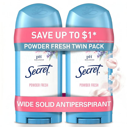 Secret wide solid deodorant 2.7 oz pack of two