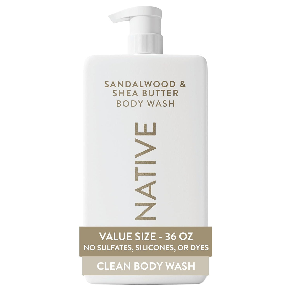 Native Sandalwood Shea Butter body wash with pump dispenser