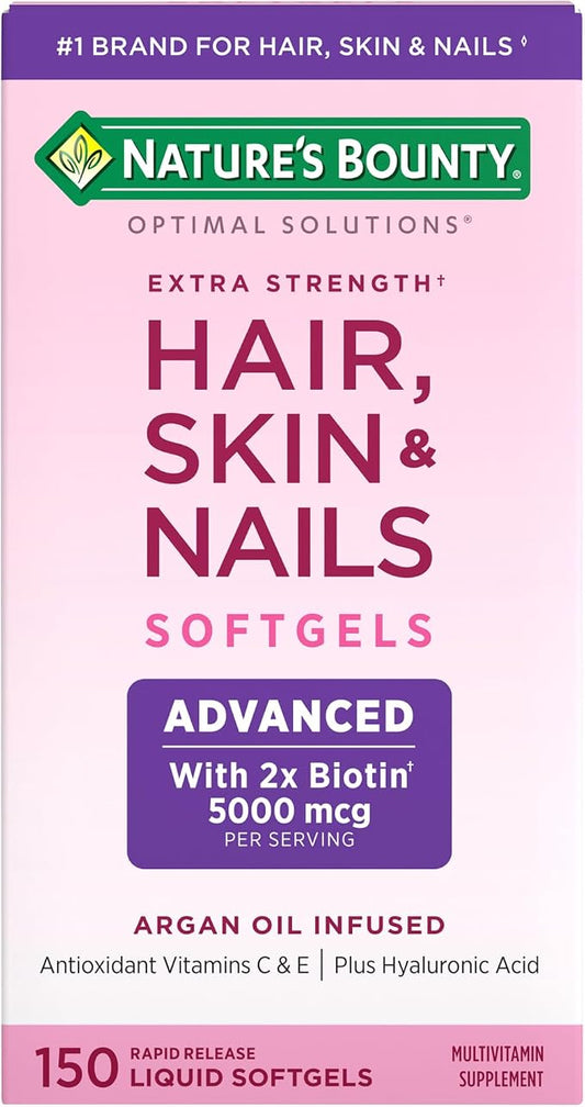 Nature's Bounty Advanced Hair Skin and Nails softgels bottle
