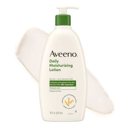 Aveeno fragrance-free body lotion bottle for dry skin