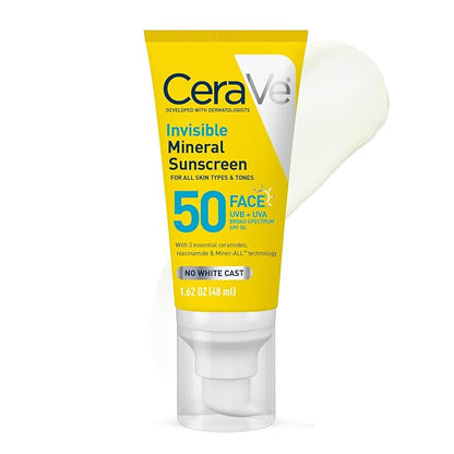 CeraVe Invisible Mineral Sunscreen SPF 50 face sunscreen