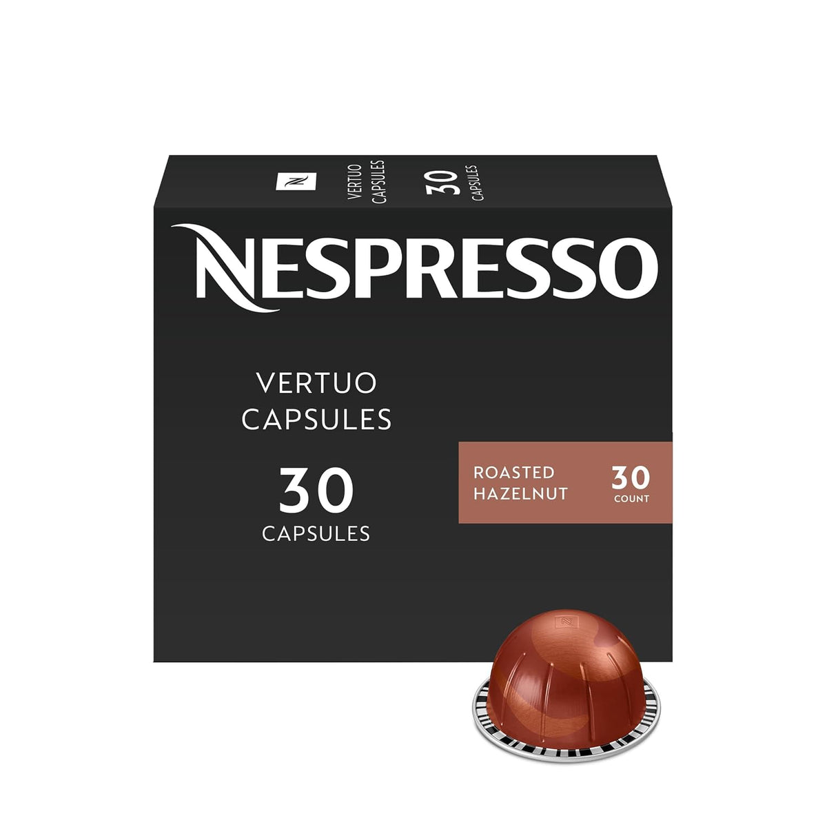 Nespresso Vertuo hazelnut medium roast coffee capsule box