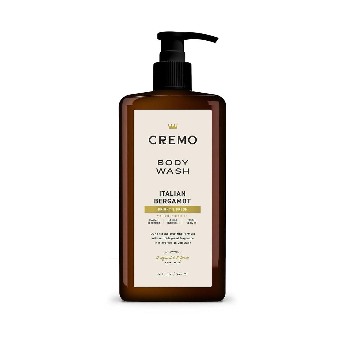 Cremo body wash for men with bergamot scent