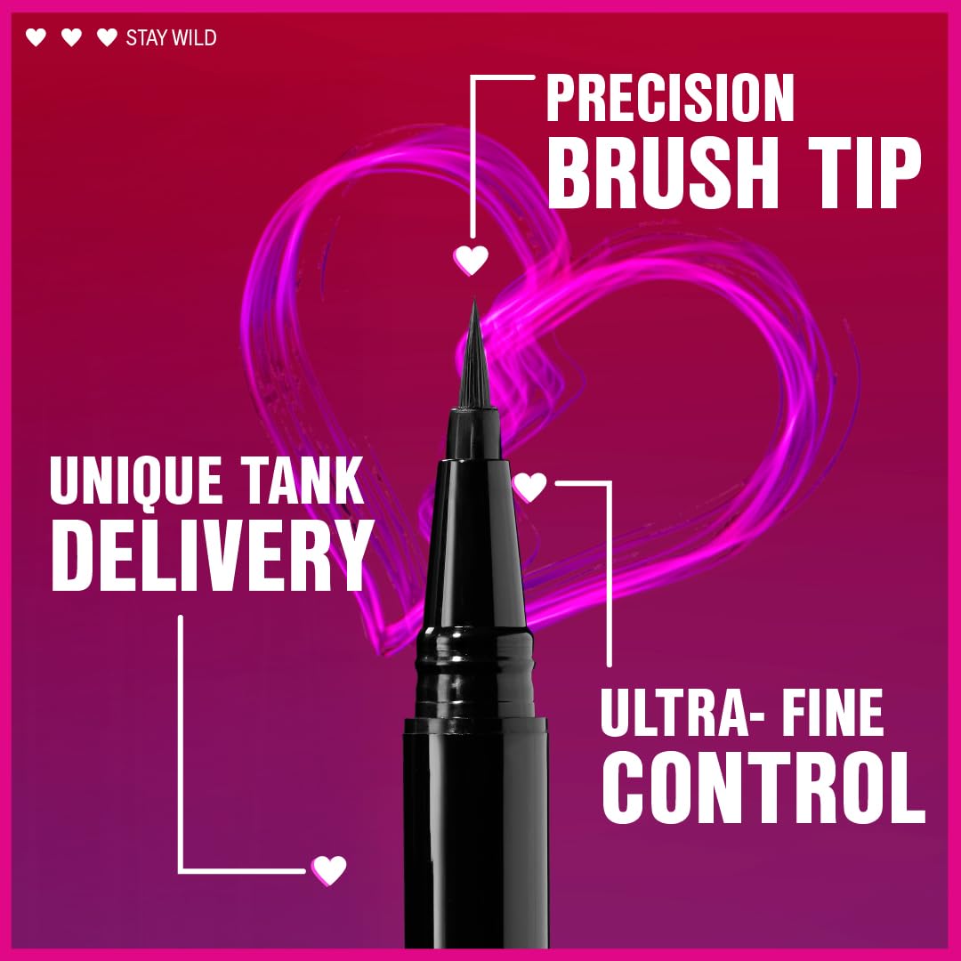 Waterproof black liquid eyeliner with long-lasting wear