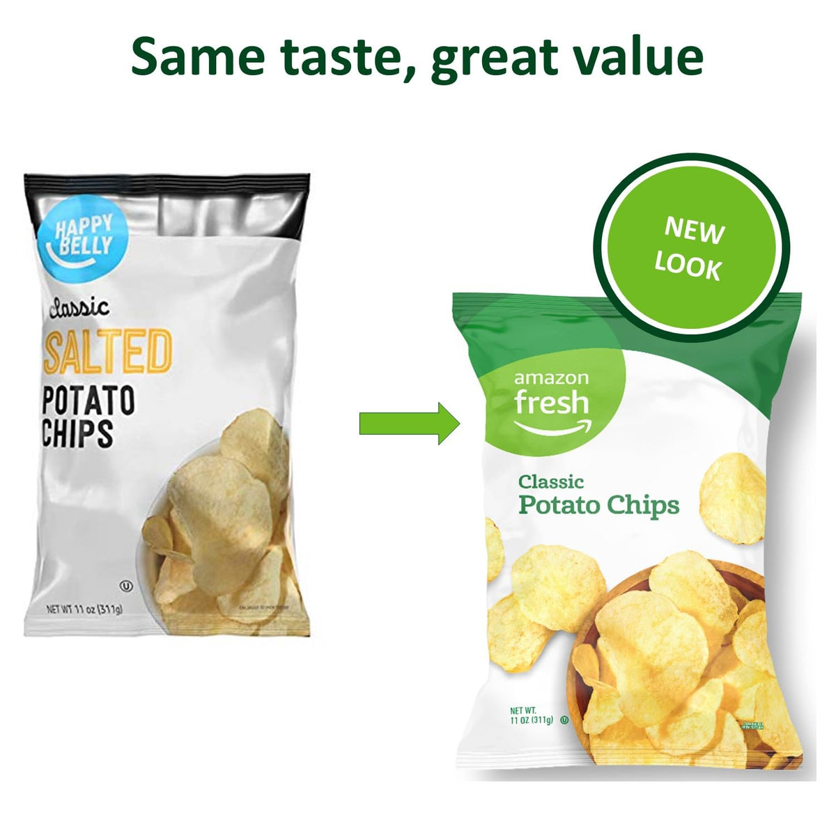 Amazon Fresh Classic Potato Chips snack bag