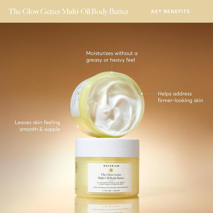Multi-oil body butter for hydrated-looking skin