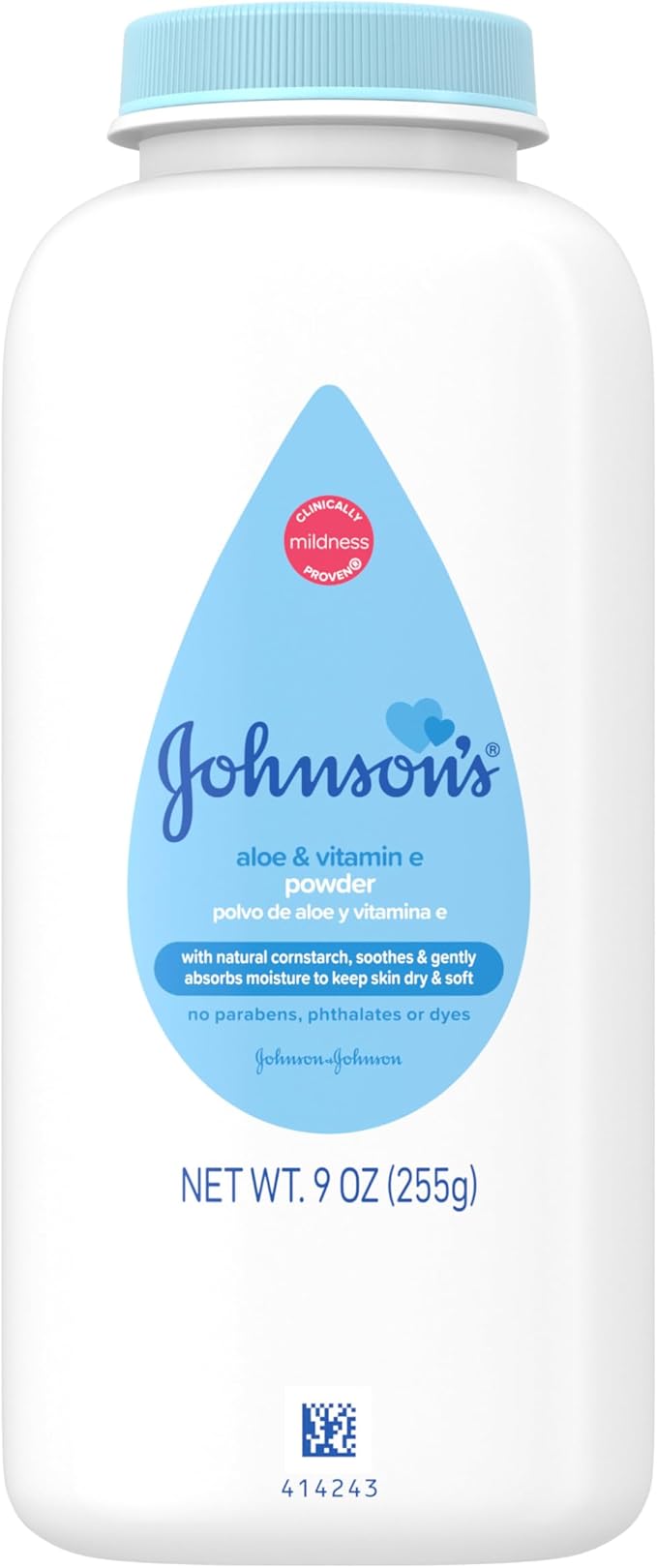 Johnson's Baby Cornstarch Baby Powder with Aloe and Vitamin E for Delicate Skin, Hypoallergenic, No Addded Parabens, and Dyes for Gentle Baby Skin Care, Baby Essentials, 1.5 oz