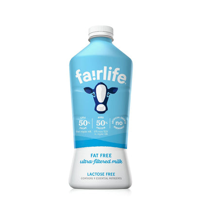 Fairlife lactose free fat free milk front label