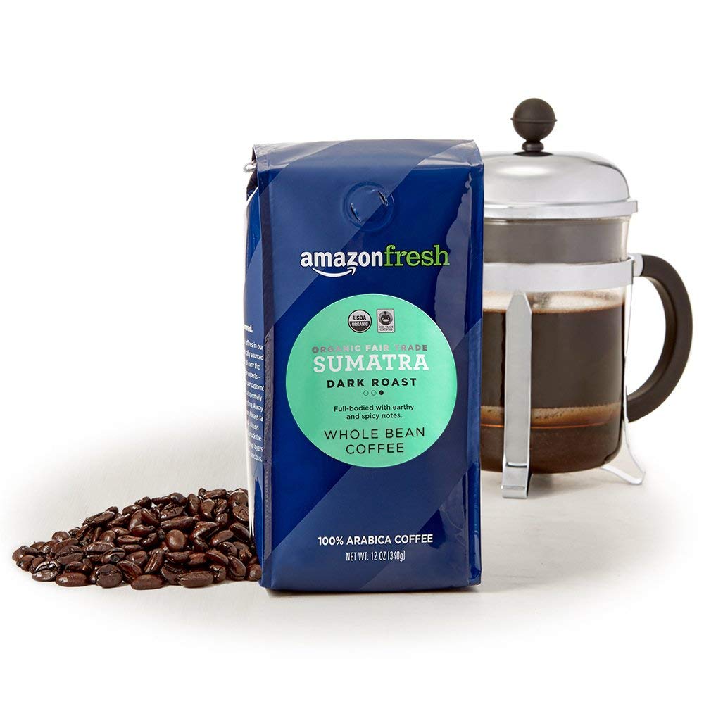 Organic Sumatra whole bean coffee by Amazon Fresh