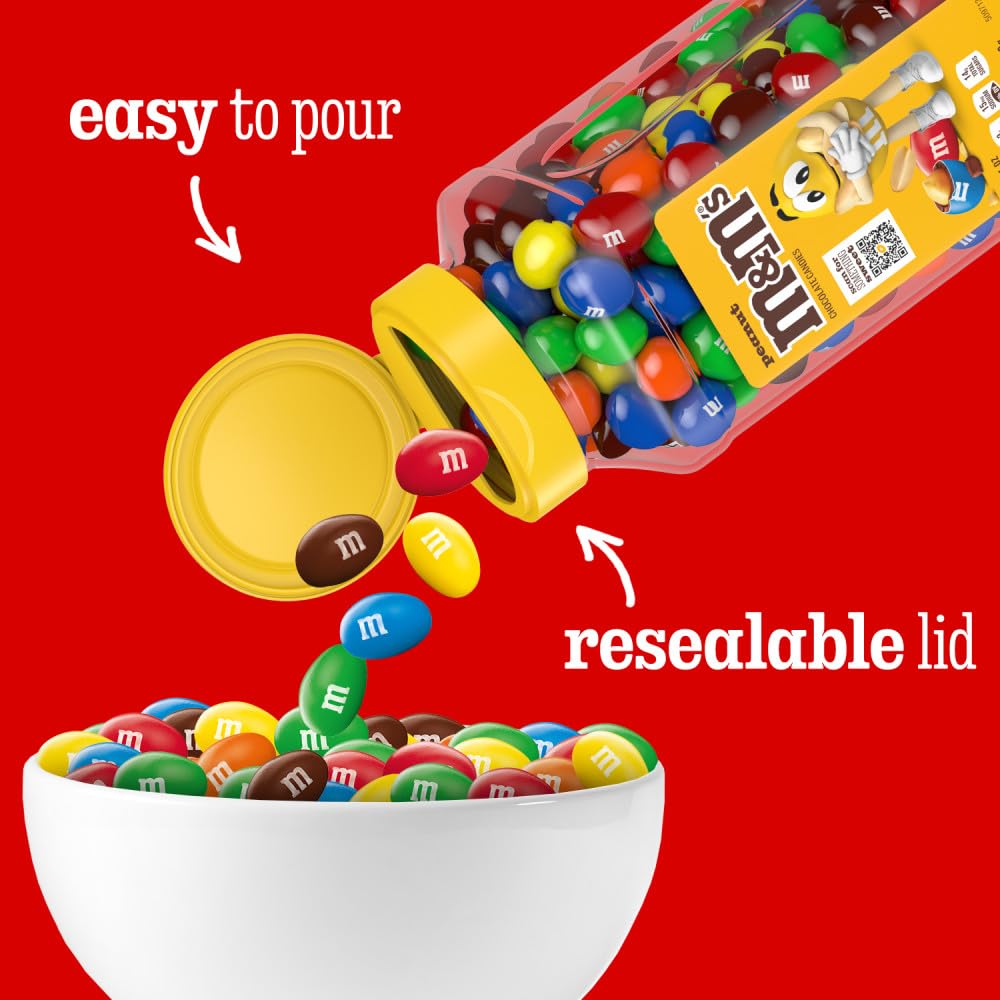 M&M's colorful chocolate candies in recyclable resealable jars