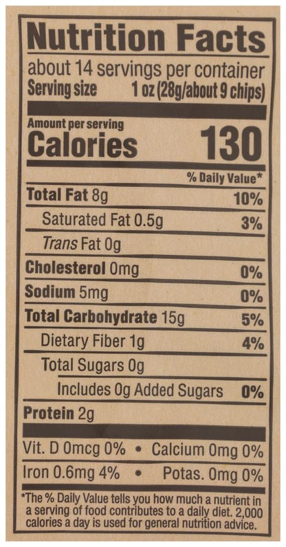 Restaurant style organic white corn tortilla chips unsalted snack bag