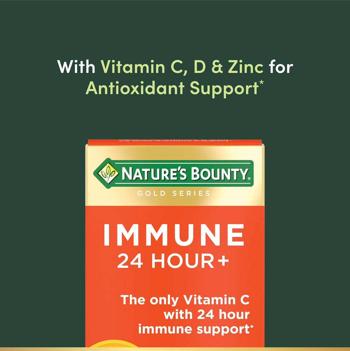 Nature's Bounty Immune 24 Hour+ supplement facts bottle