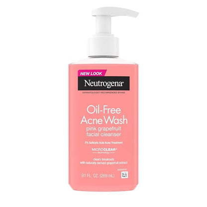Neutrogena Oil Free Pink Grapefruit Acne Face Wash, 9.1 fl oz