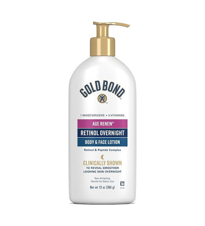 Gold Bond Age Renew Retinol Overnight Body and Face Lotion 13 oz