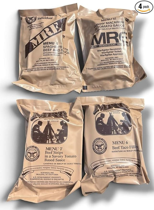 Generic MRE four-pack emergency food supply