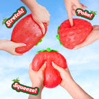 Jumbo strawberry stress ball with slow-rising texture