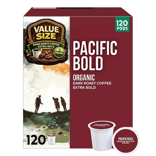 Organic Pacific Bold K Cup Coffee Pods, 120 CT, Extra Bold, Dark Coffee