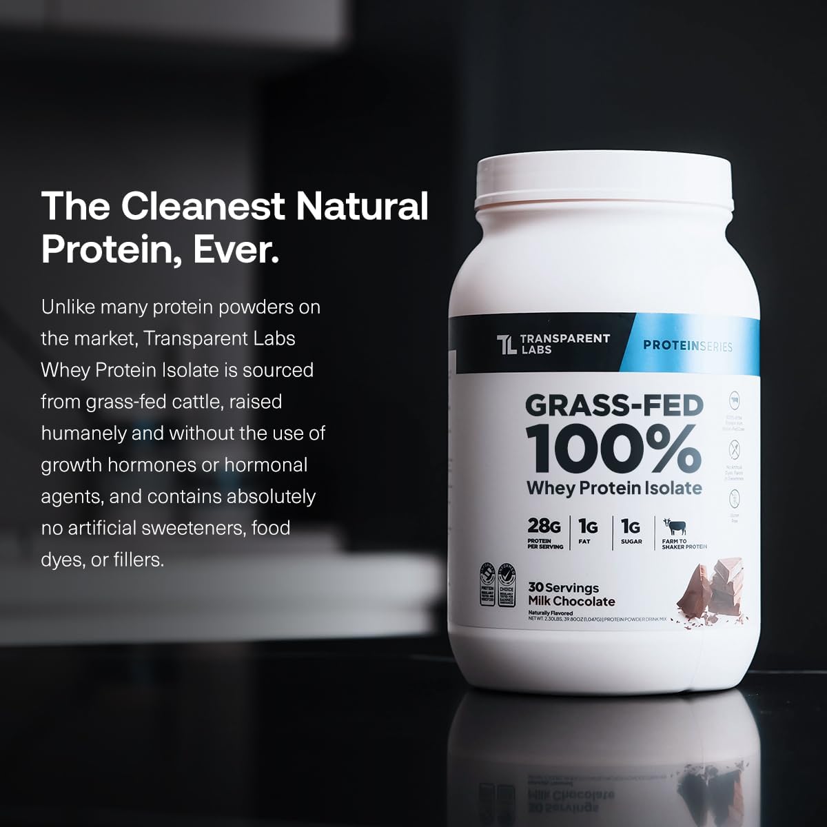 Grass-fed whey protein French Vanilla by Transparent Labs