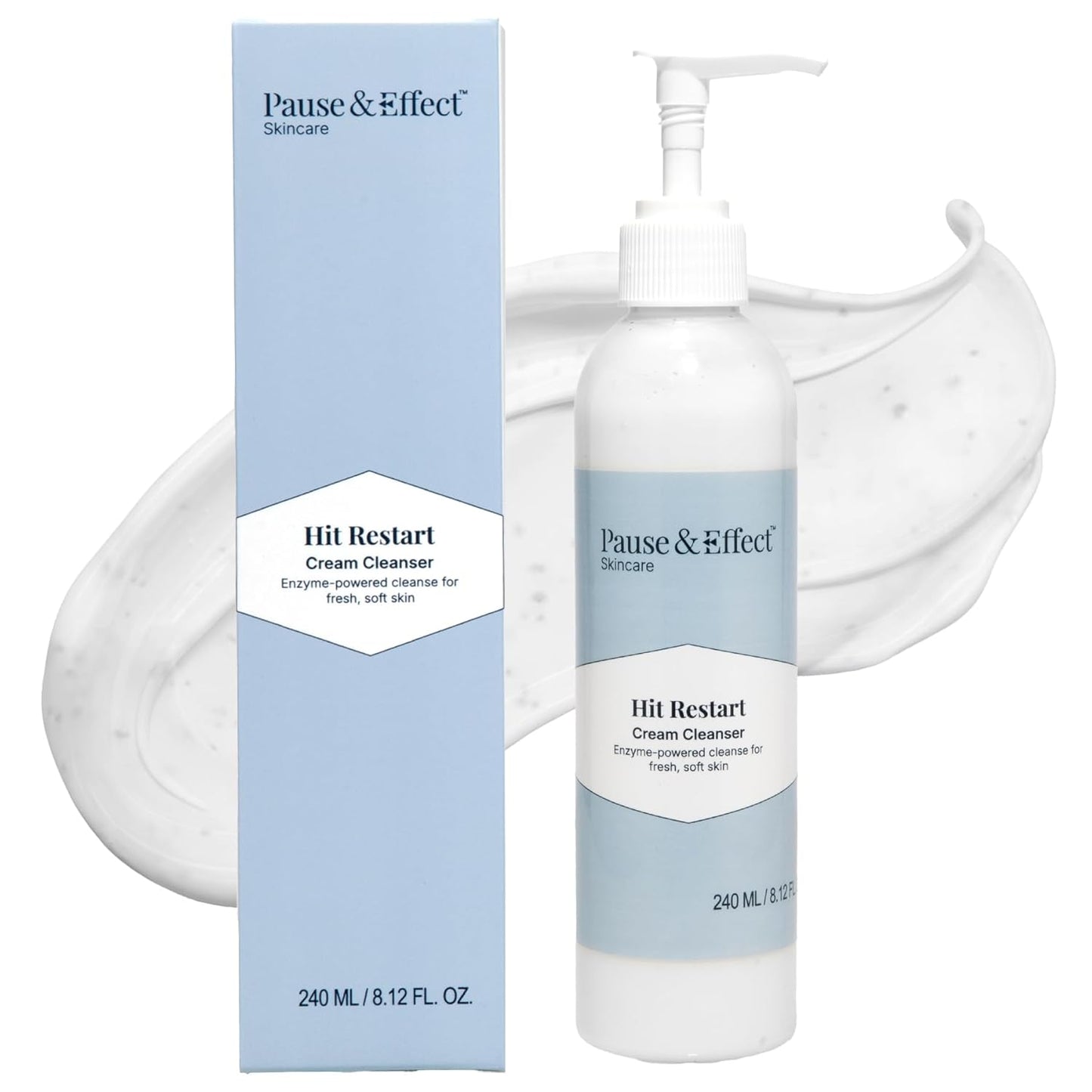 Pause & Effect Gentle Enzyme Face Cleanser for Dry, Sensitive Skin — Hydrating Cream Face Wash with Green Tea, Removes Makeup and Sunscreen, for Menopausal Skin, Women 40 Plus, 240ml