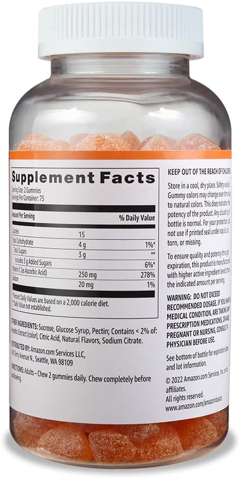Gluten-free vitamin C gummies for adults