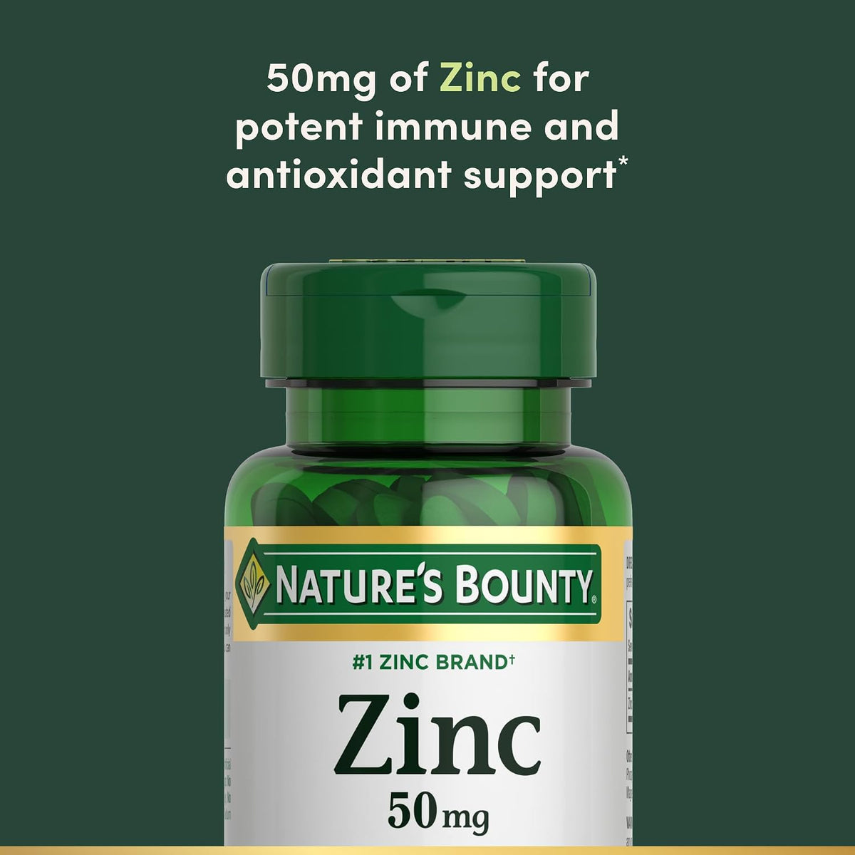 Nature's Bounty non-GMO zinc caplets packaging