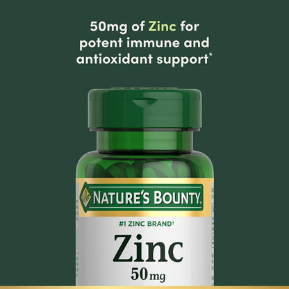 Nature's Bounty non-GMO zinc caplets packaging