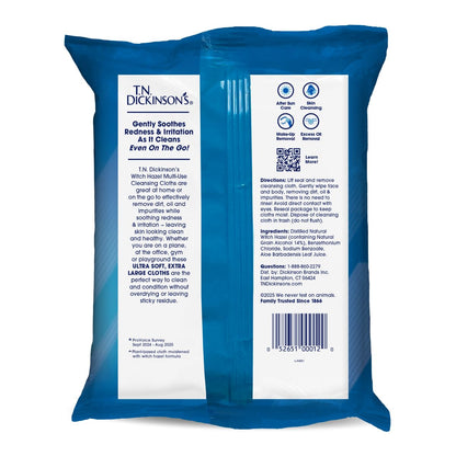 Ultra-soft extra-large cleansing towelettes with witch hazel
