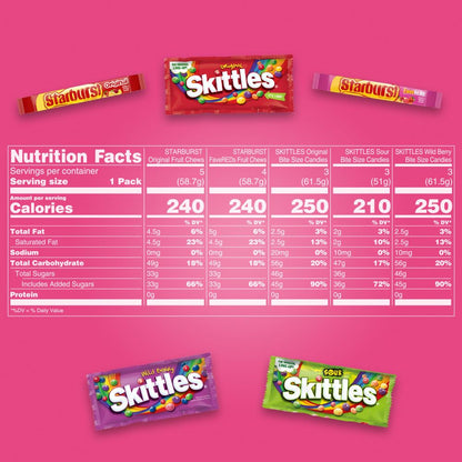 Skittles Original Sour Wild Berry and Starburst candy assortment