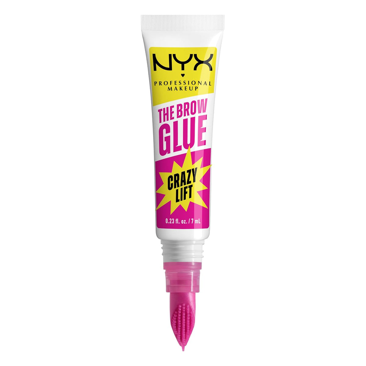 Clear brow lamination gel with built-in styling comb