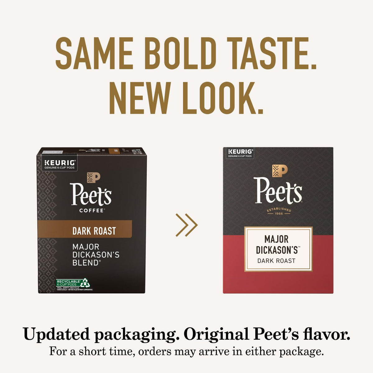 Dark roast Peet's Coffee pods in 32 count pack