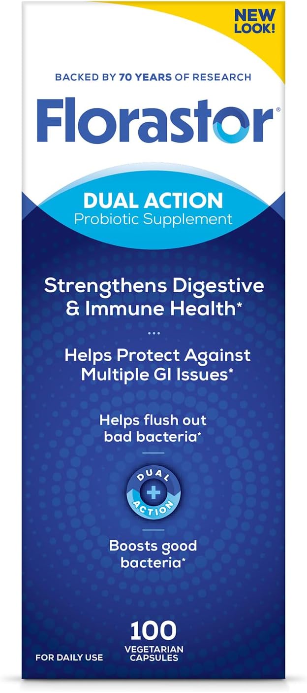 Florastor probiotic digestive and immune health capsules bottle