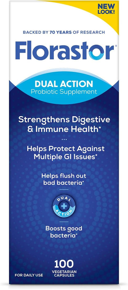 Florastor probiotic digestive and immune health capsules bottle