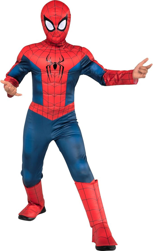 Spider-Man youth Halloween costume with padded jumpsuit