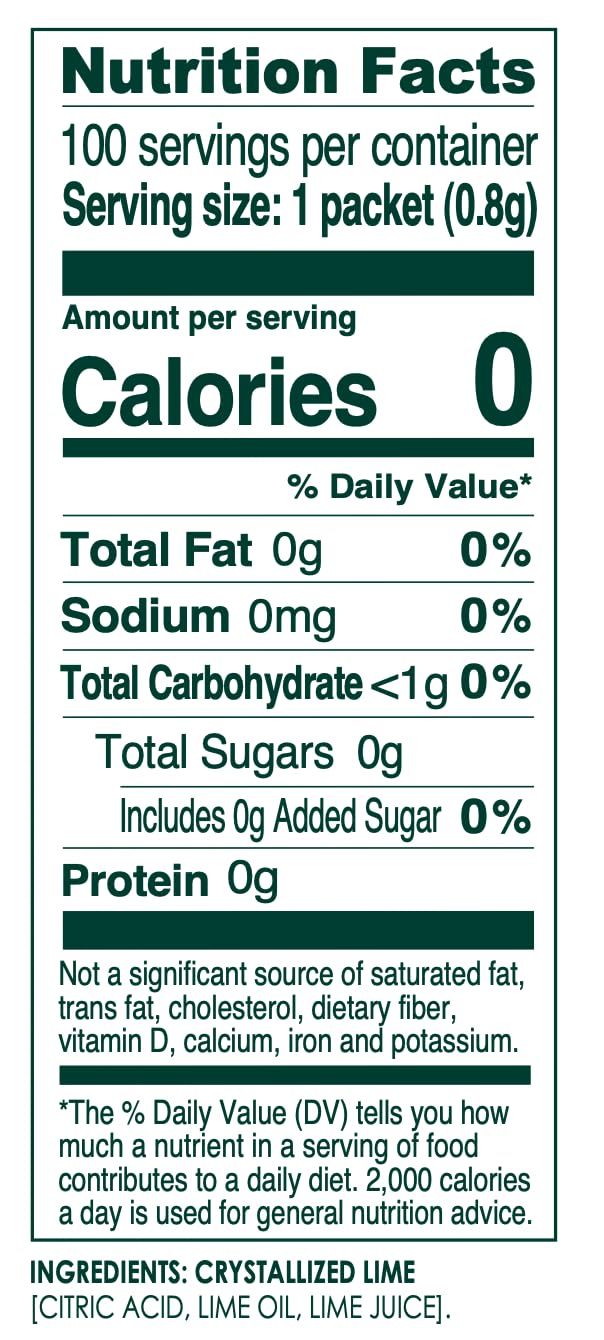 Sugar free lime drink mix packets for water