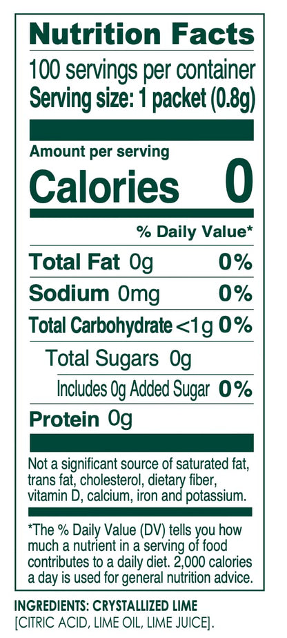 Sugar free lime drink mix packets for water