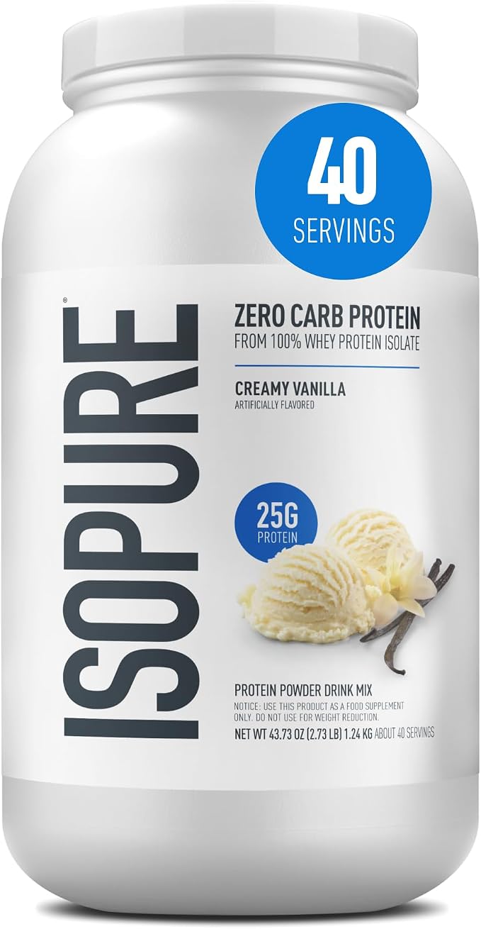 Isopure Zero Carb Whey Isolate Protein Powder Creamy Vanilla 3 lb