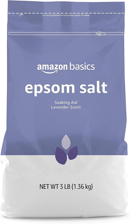 Amazon Basics lavender Epsom salt soaking aid resealable bag
