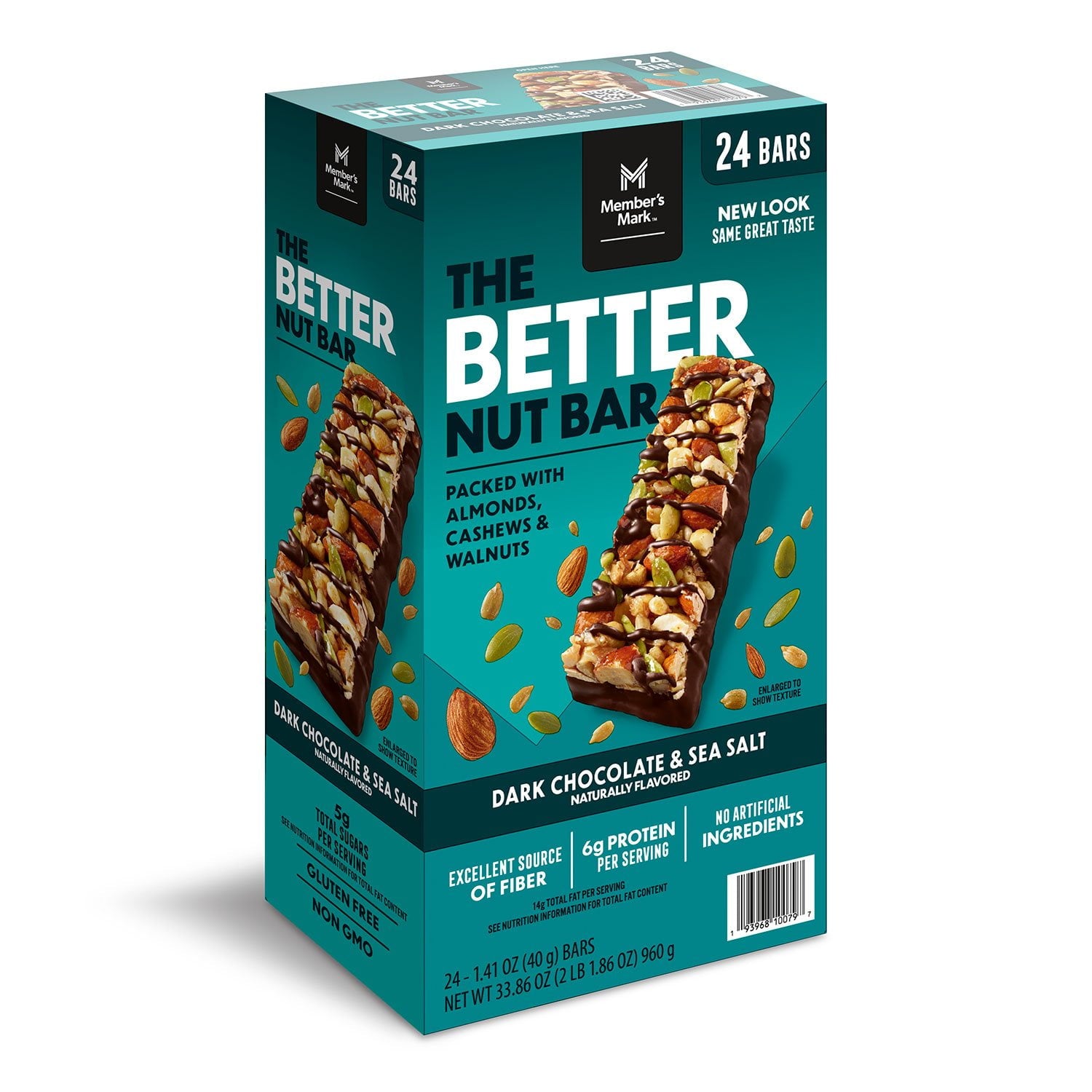 Member's Mark dark chocolate and sea salt nut bars 24 ct
